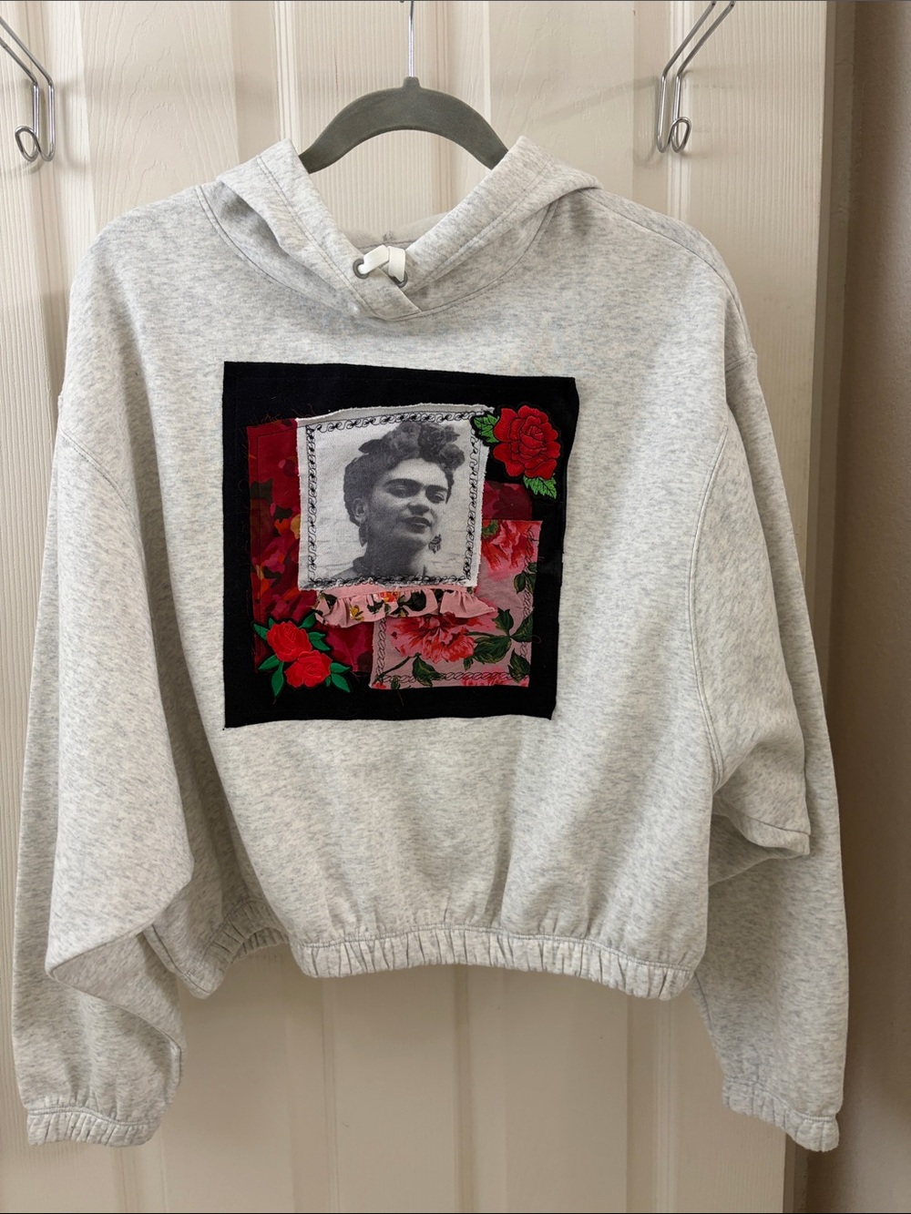 Frida Gray Hooded Sweatshirt with Floral Graphic